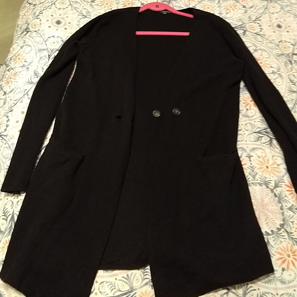 Jcrew long black cotton cardigan